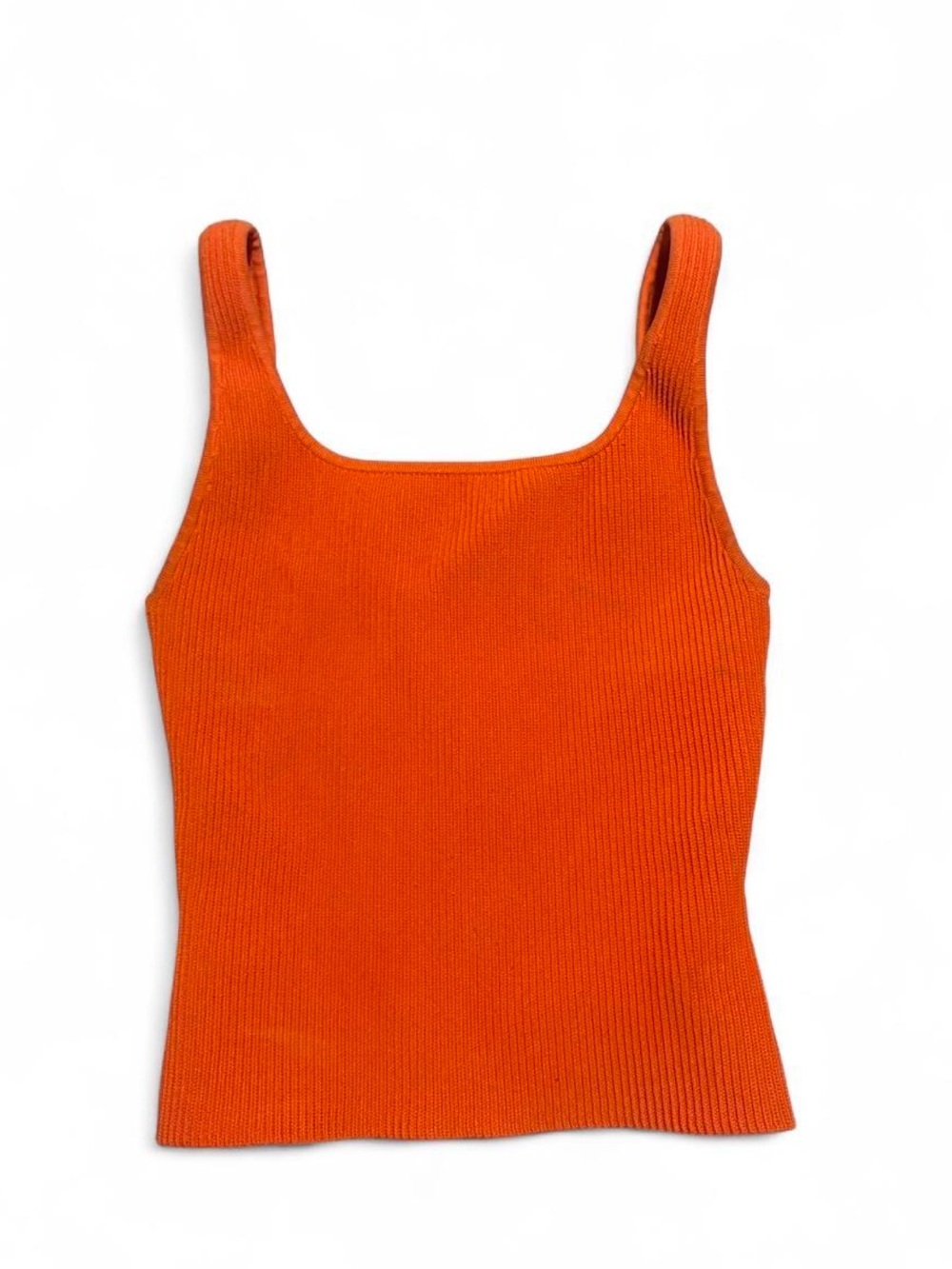 Babaton Orange Ribbed Square-Neck Tank